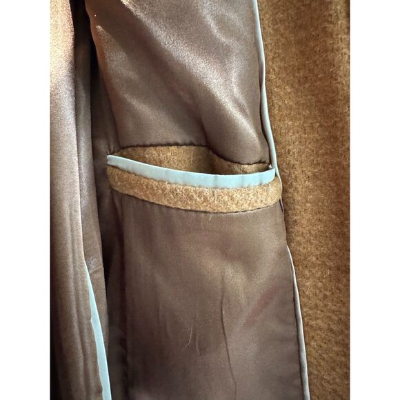 CALVIN KLEIN Wool Blend Belted Wrap Coat Women's Dark Camel Brown - Picture 10 of 11